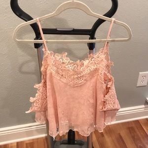 Cold shoulder lace top